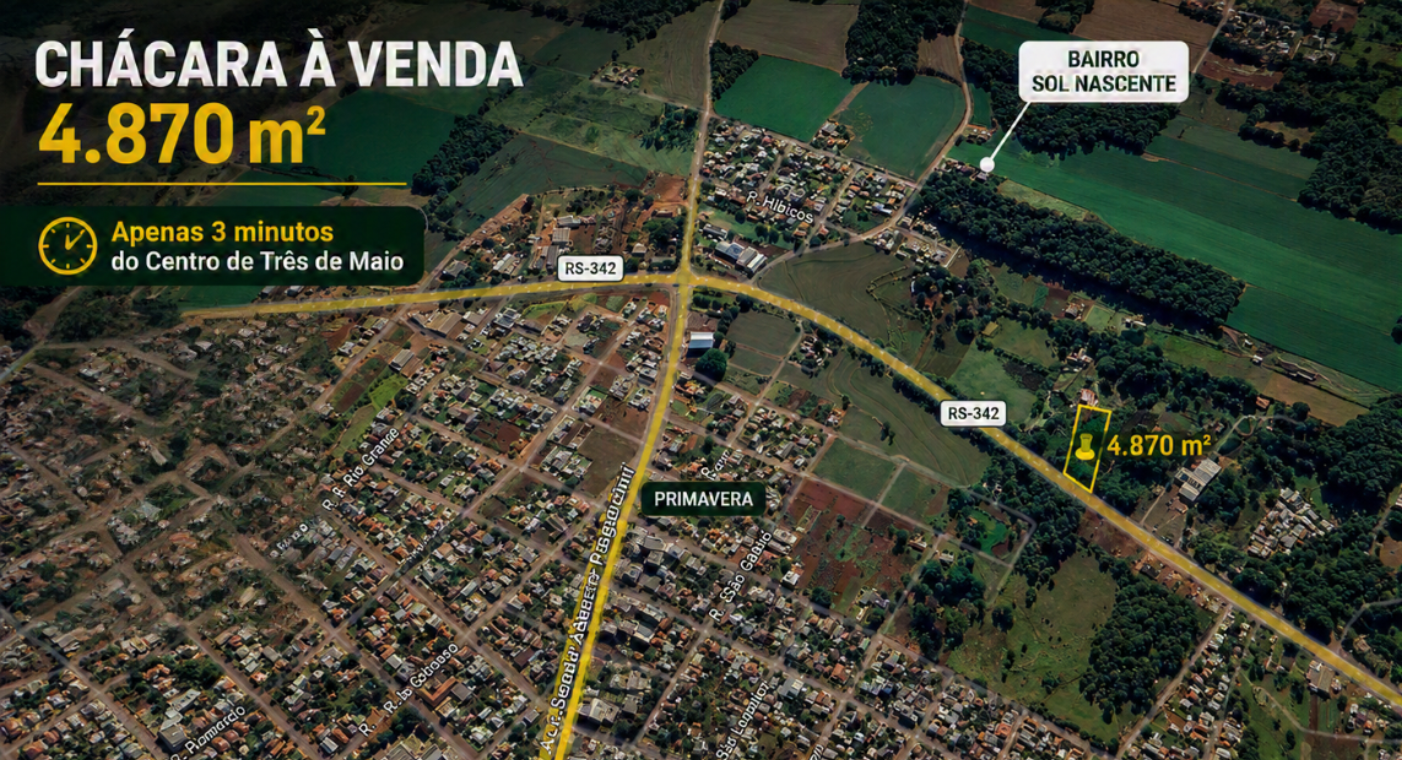 CHÁCARA EXCLUSIVA NO PERÍMETRO URBANO DE TRÊS DE MAIO/RS
